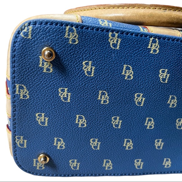 Gorgeous Y2K Dooney & Bourke Signature Blue/Tan Domed Satchel/Crossbody - Picture 8 of 11